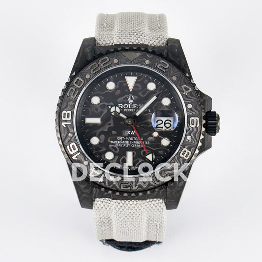 Rolex GMT-Master II Custom Carbon Black White Strap DIWF SA3285 V2 replica - front