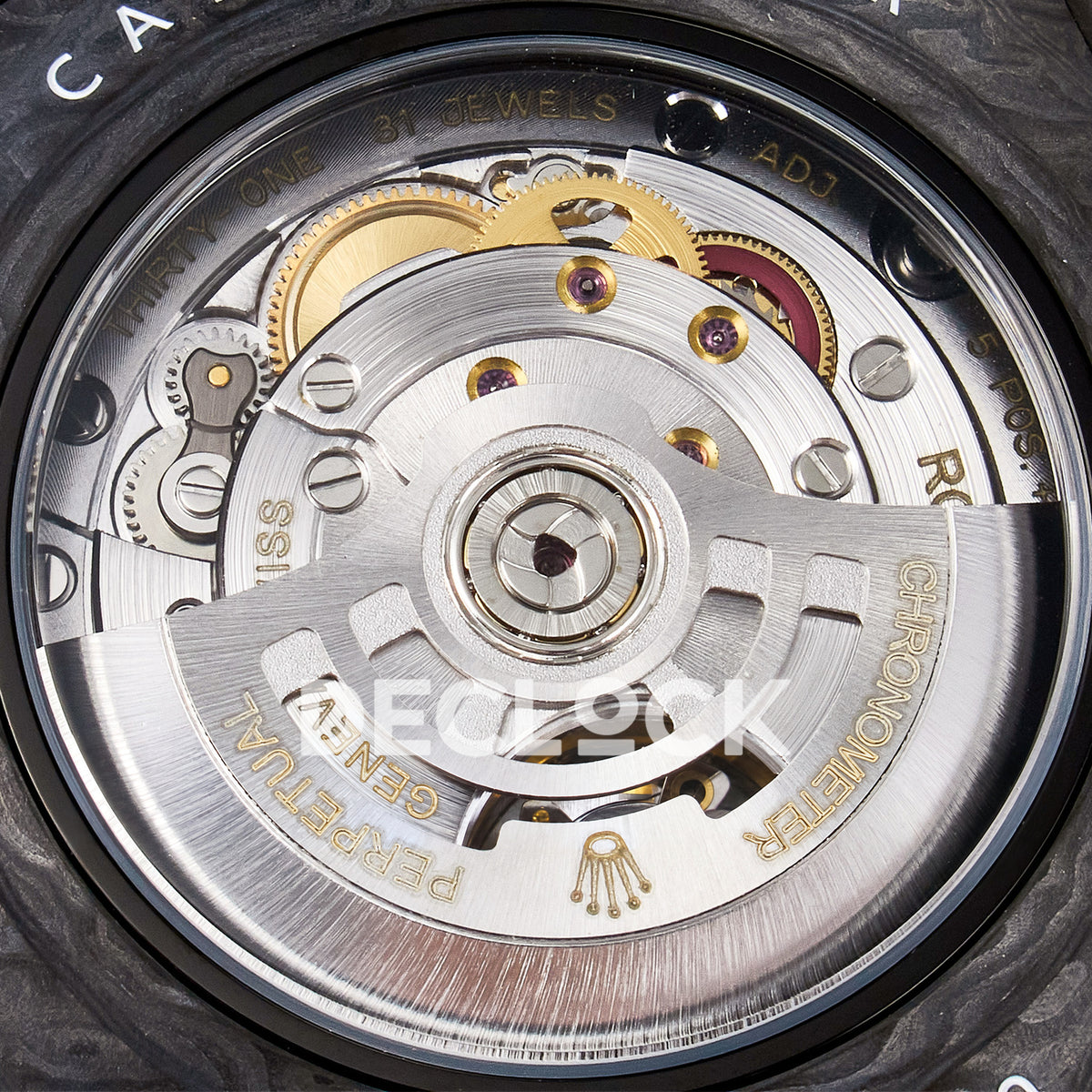 Rolex GMT-Master II Custom Carbon Black White Strap DIWF SA3285 V2 replica - movement top