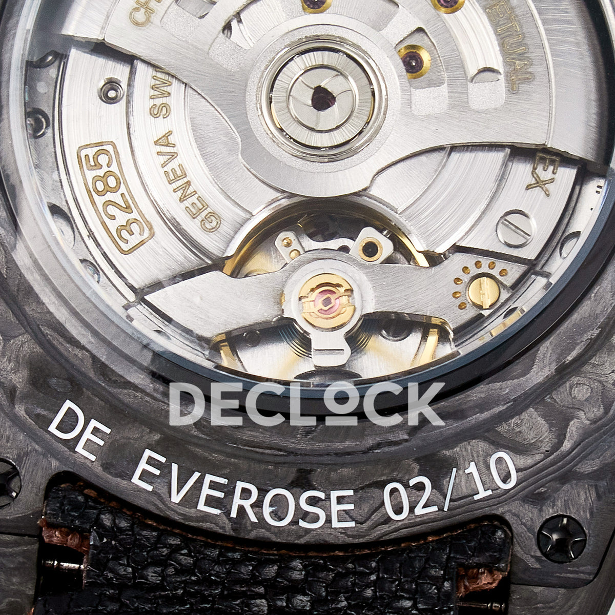 Rolex GMT-Master II Custom Carbon Champagne Brown Strap DIWF SA3285 V2 replica - caseback markings