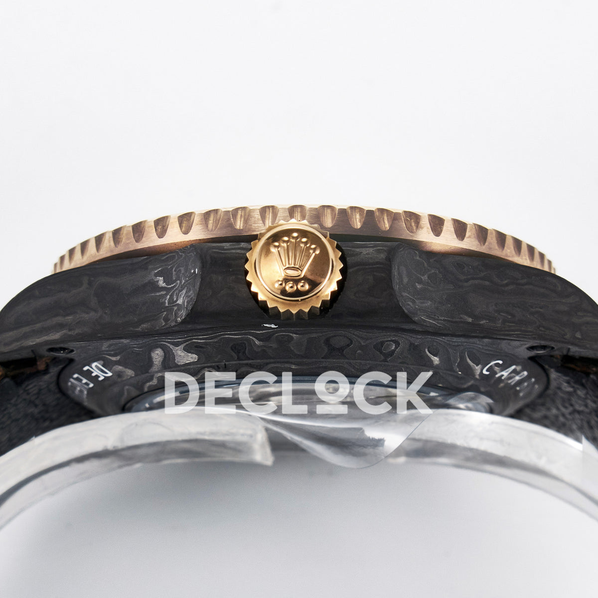 Rolex GMT-Master II Custom Carbon Champagne Brown Strap DIWF SA3285 V2 replica - crown side