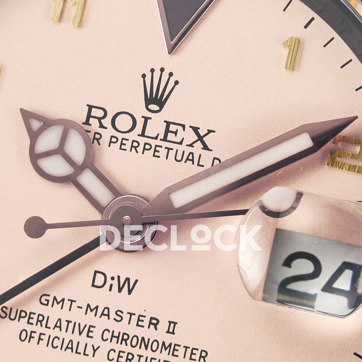 Rolex GMT-Master II Custom Carbon Champagne Brown Strap DIWF SA3285 V2 replica - dial logo