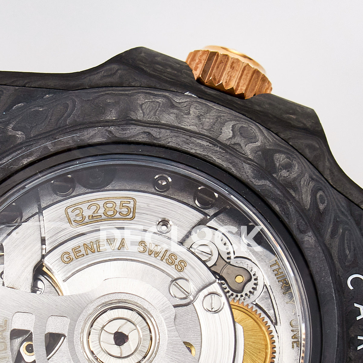 Rolex GMT-Master II Custom Carbon Champagne Brown Strap DIWF SA3285 V2 replica - movement top