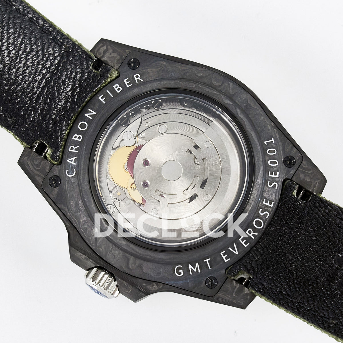 Rolex GMT-Master II Custom Carbon Green Arabic Green Strap DIWF SA3186 replica - caseback