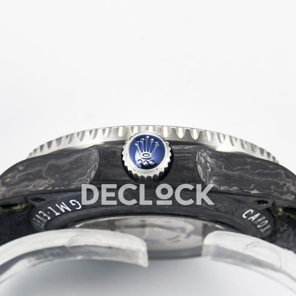 Rolex GMT-Master II Custom Carbon Green Arabic Green Strap DIWF SA3186 replica - crown side