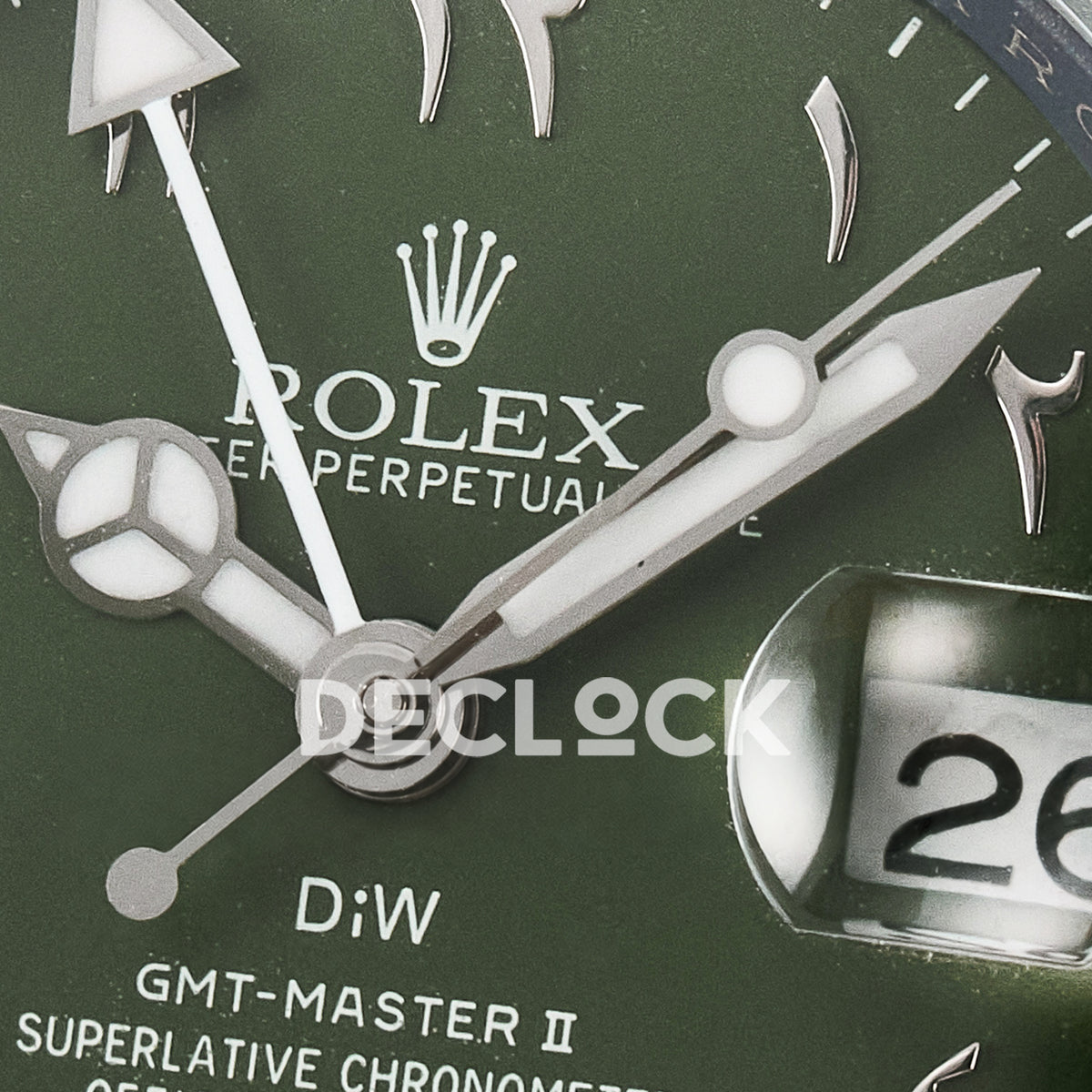 Rolex GMT-Master II Custom Carbon Green Arabic Green Strap DIWF SA3186 replica - dial logo