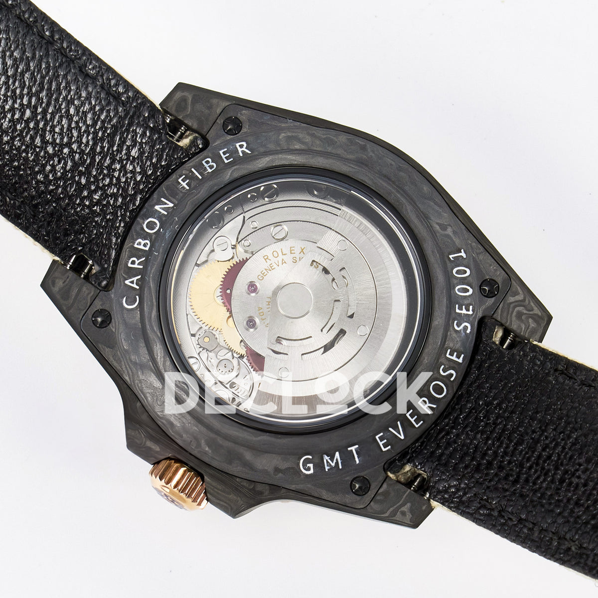 Rolex GMT-Master II Custom Carbon Rose Gold Beige Strap DIWF SA3186 replica - caseback