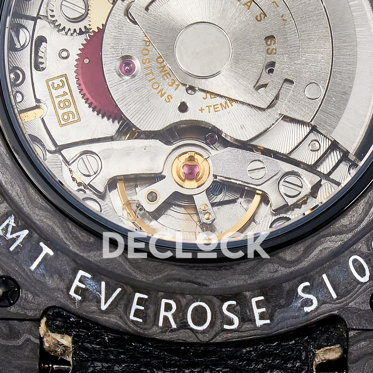 Rolex GMT-Master II Custom Carbon Rose Gold Beige Strap DIWF SA3186 replica - caseback detail