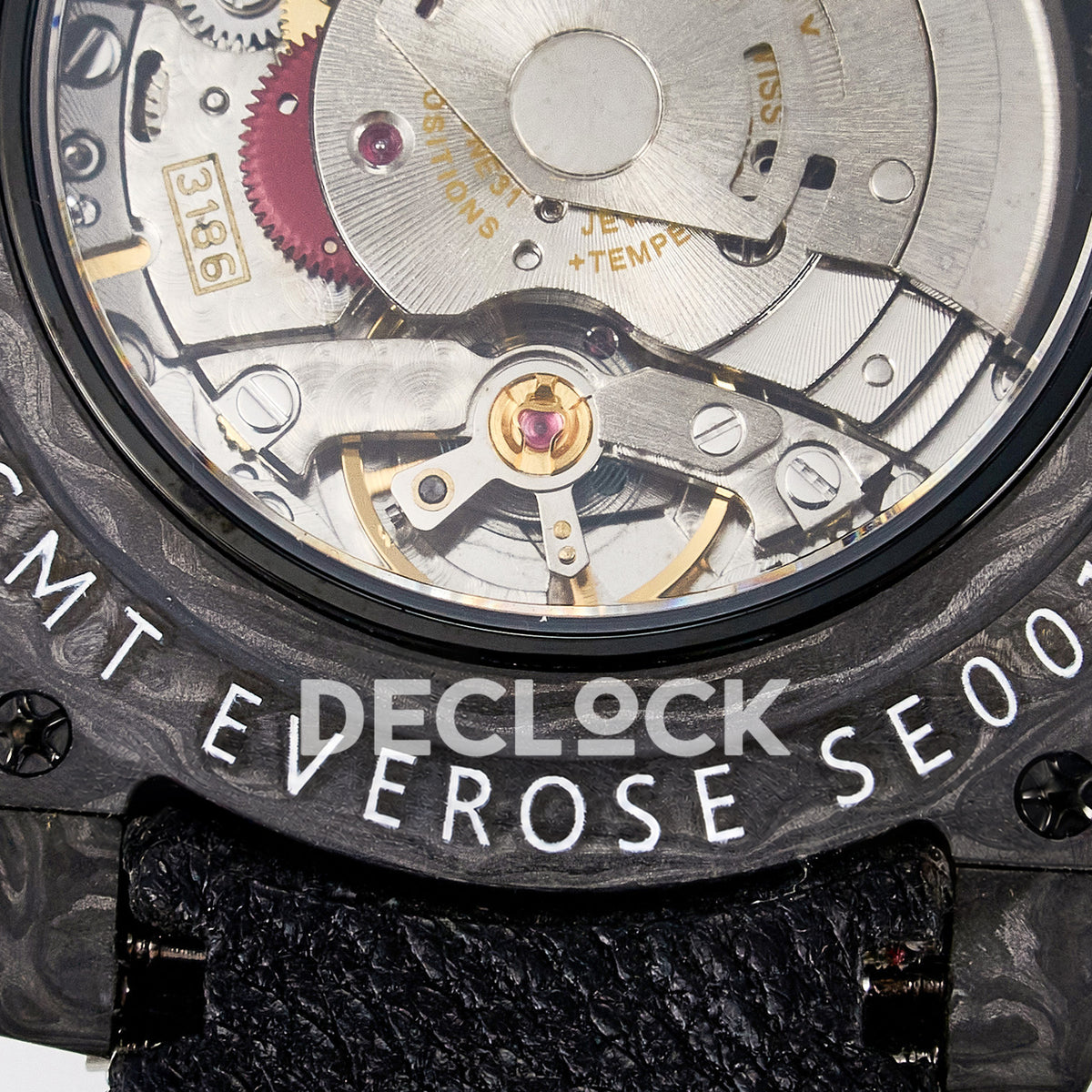 Rolex GMT-Master II Custom Carbon Rose Gold DIWF SA3186 replica - caseback detail