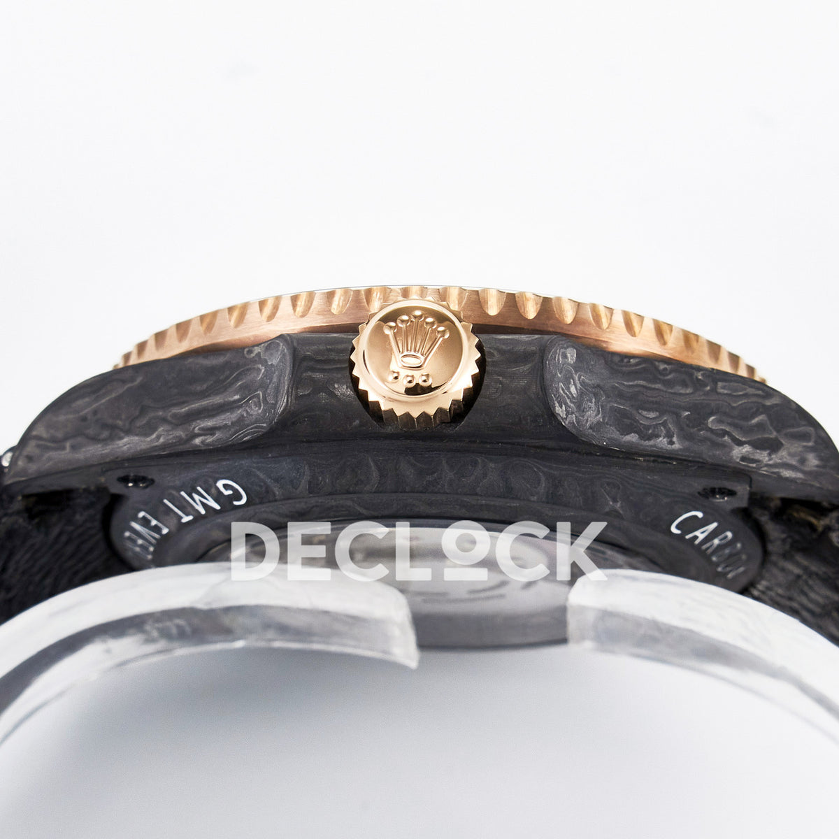 Rolex GMT-Master II Custom Carbon Rose Gold DIWF SA3186 replica - crown side