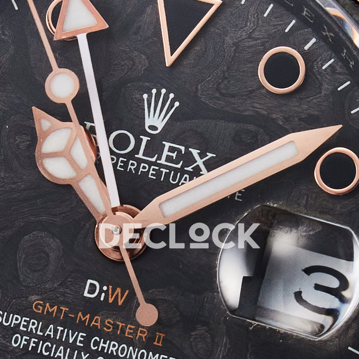 Rolex GMT-Master II Custom Carbon Rose Gold DIWF SA3186 replica - dial logo