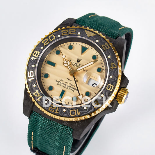 Rolex GMT-Master II Custom Carbon Yellow Green Strap DIWF SA3285 V2 replica - angled front