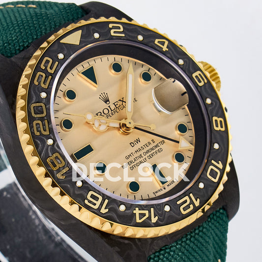 Rolex GMT-Master II Custom Carbon Yellow Green Strap DIWF SA3285 V2 replica - angled right