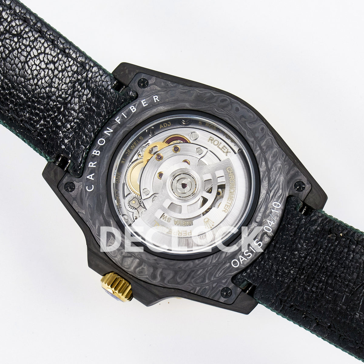 Rolex GMT-Master II Custom Carbon Yellow Green Strap DIWF SA3285 V2 replica - caseback