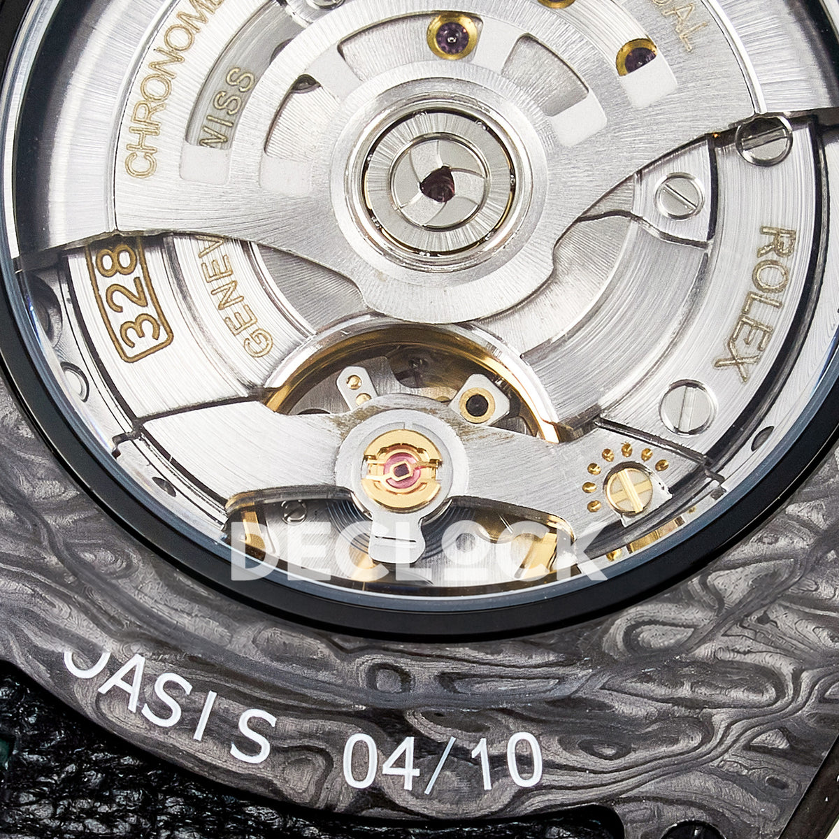 Rolex GMT-Master II Custom Carbon Yellow Green Strap DIWF SA3285 V2 replica - caseback markings