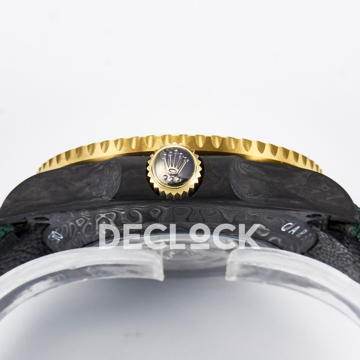 Rolex GMT-Master II Custom Carbon Yellow Green Strap DIWF SA3285 V2 replica - crown side