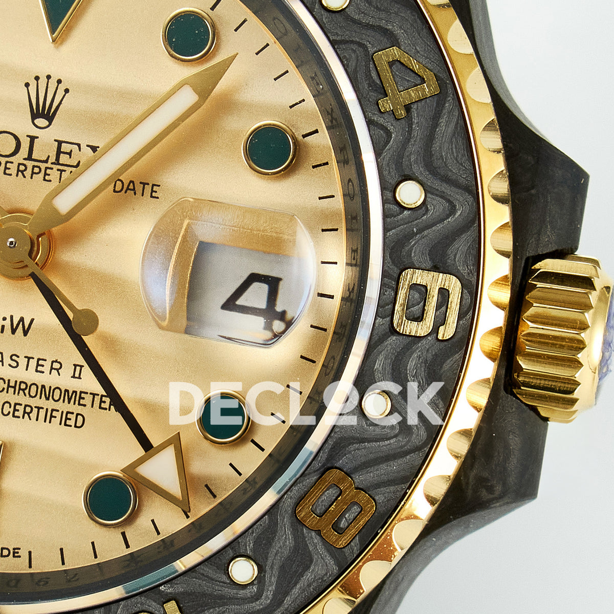 Rolex GMT-Master II Custom Carbon Yellow Green Strap DIWF SA3285 V2 replica - date window