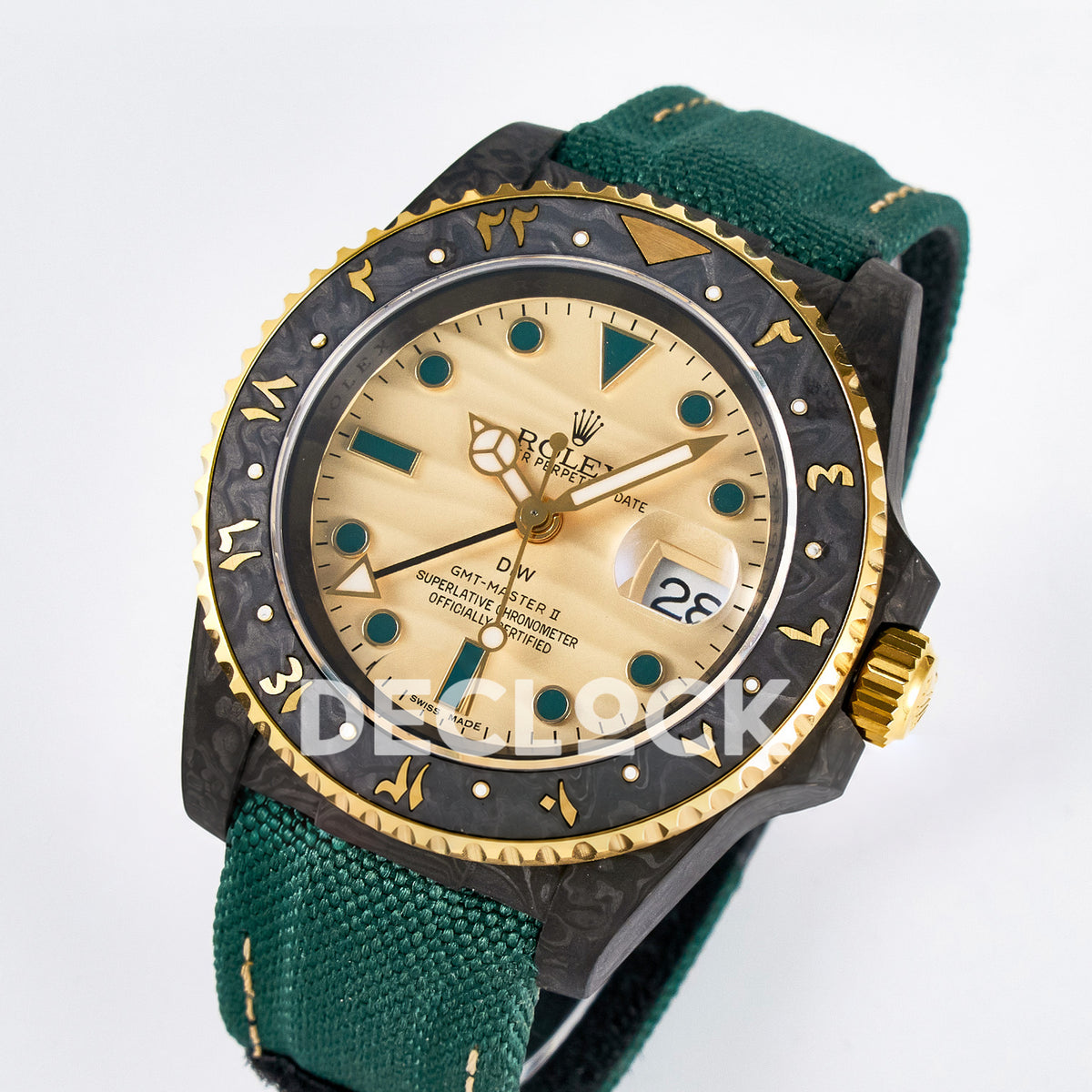 Rolex GMT-Master II Custom DiW Carbon Yellow DIWF SA3285 V2 replica - angled front