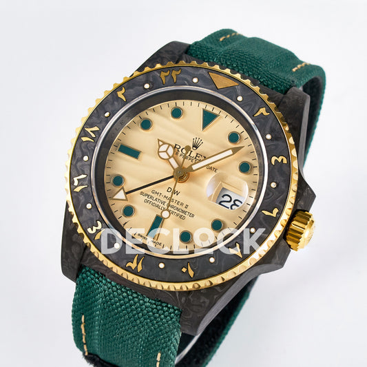 Rolex GMT-Master II Custom DiW Carbon Yellow DIWF SA3285 V2 replica - angled front