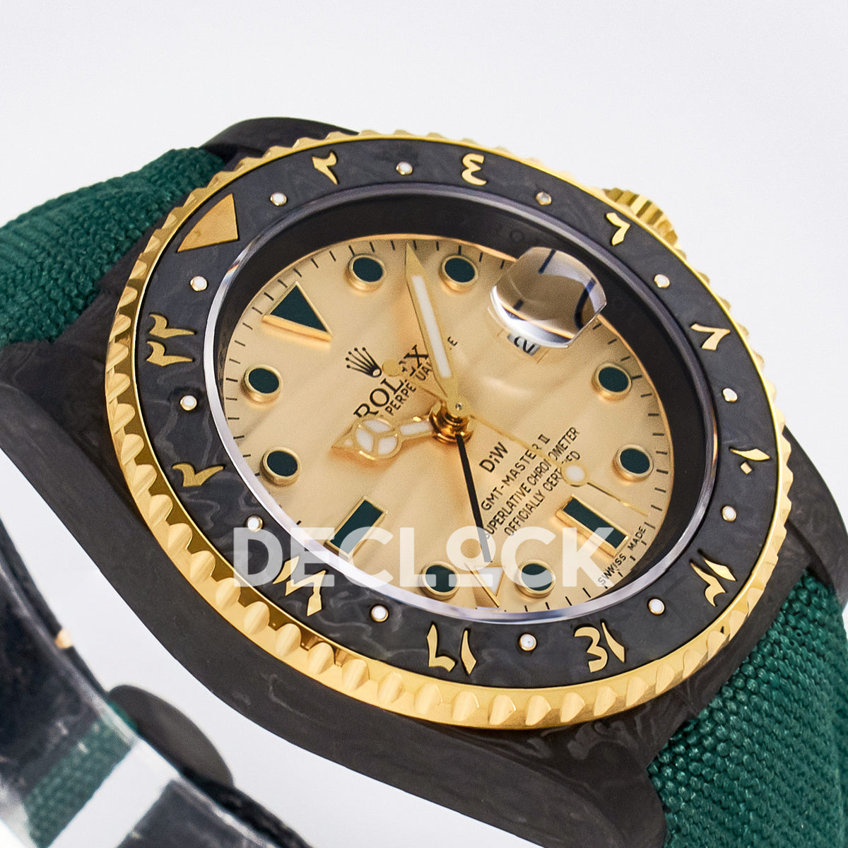 Rolex GMT-Master II Custom DiW Carbon Yellow DIWF SA3285 V2 replica - angled left
