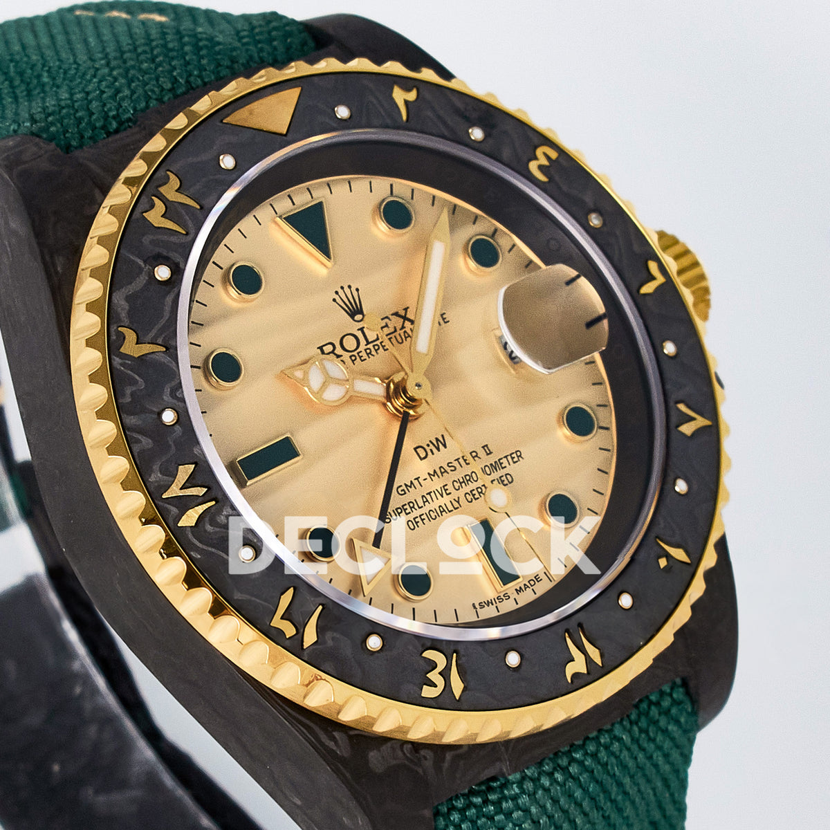 Rolex GMT-Master II Custom DiW Carbon Yellow DIWF SA3285 V2 replica - angled right
