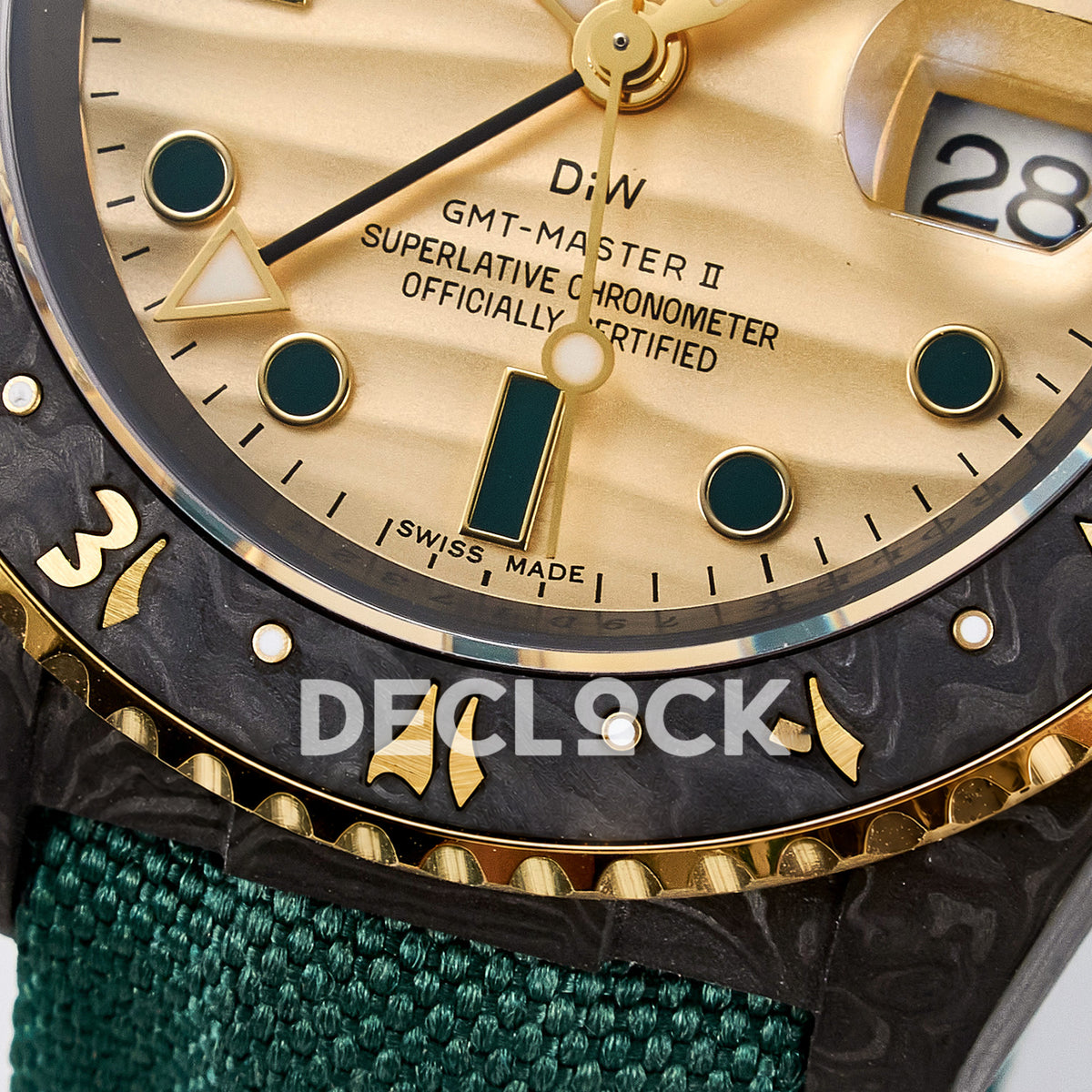 Rolex GMT-Master II Custom DiW Carbon Yellow DIWF SA3285 V2 replica - bezel close up