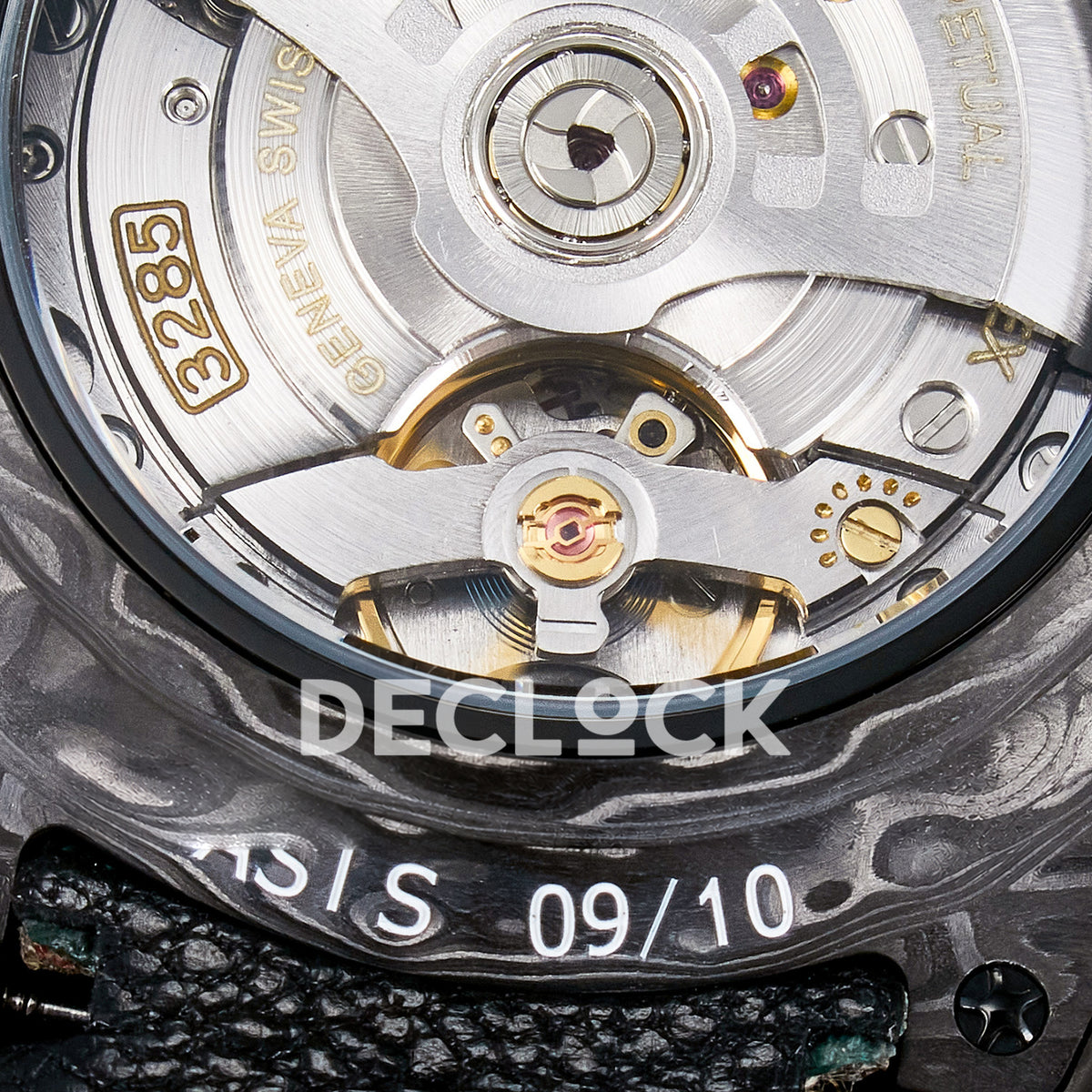 Rolex GMT-Master II Custom DiW Carbon Yellow DIWF SA3285 V2 replica - caseback markings