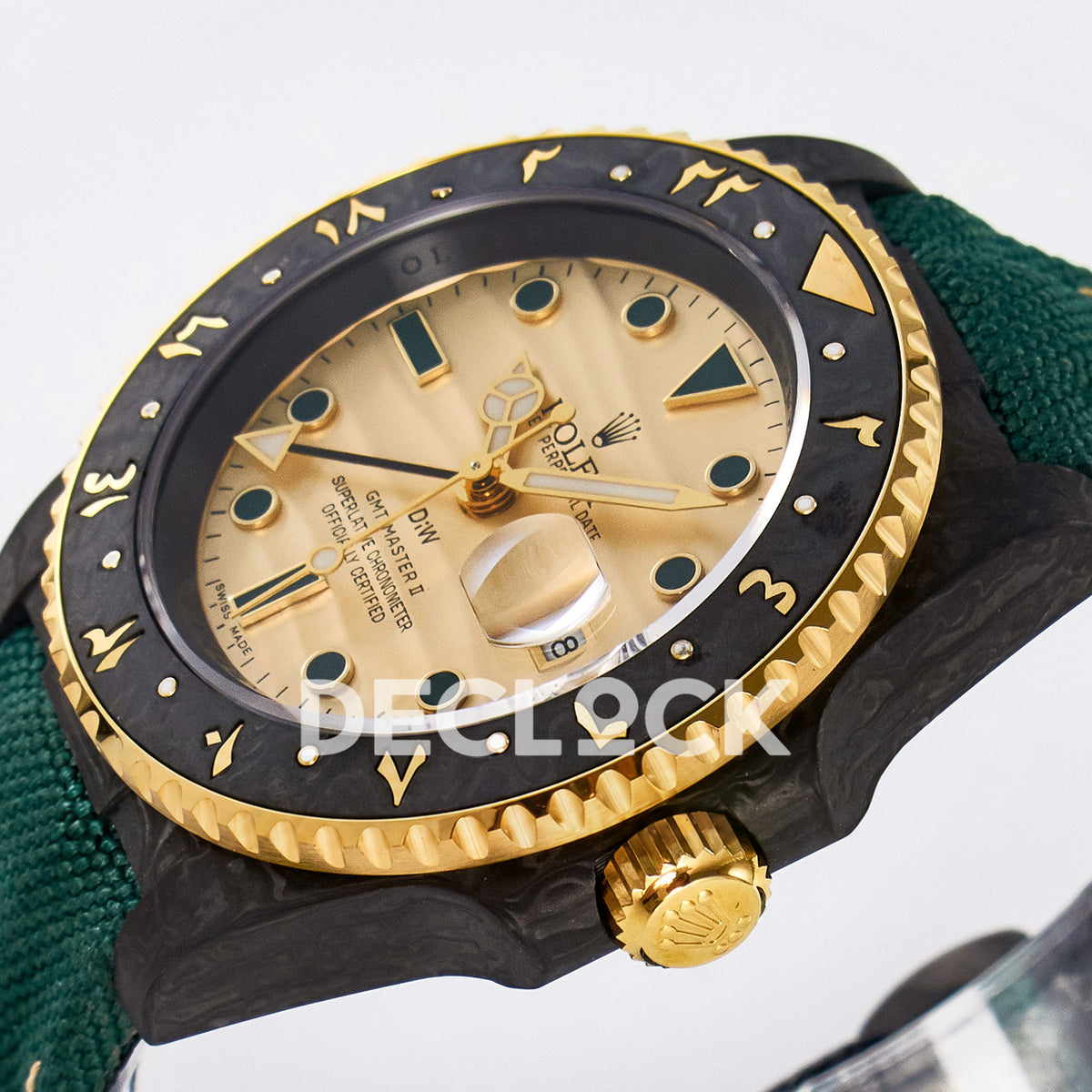 Rolex GMT-Master II Custom DiW Carbon Yellow DIWF SA3285 V2 replica - crown side front