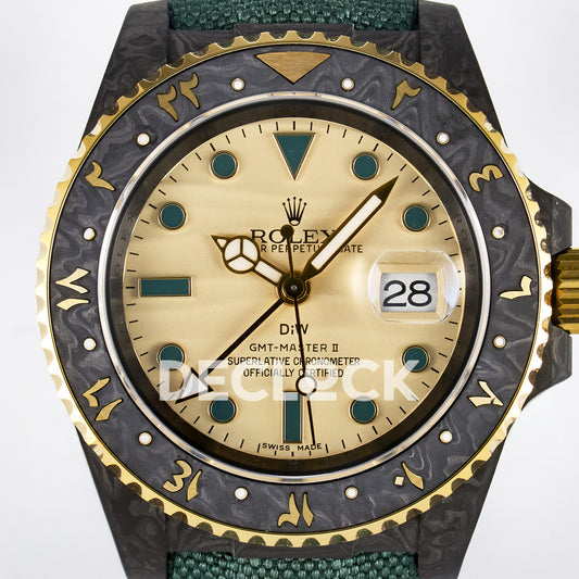 Rolex GMT-Master II Custom DiW Carbon Yellow DIWF SA3285 V2 replica - dial close up