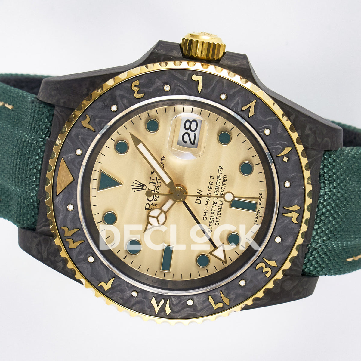 Rolex GMT-Master II Custom DiW Carbon Yellow DIWF SA3285 V2 replica - rotated dial