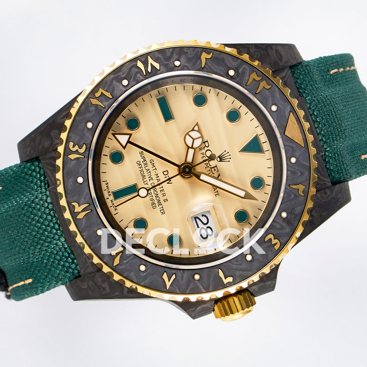 Rolex GMT-Master II Custom DiW Carbon Yellow DIWF SA3285 V2 replica - rotated front