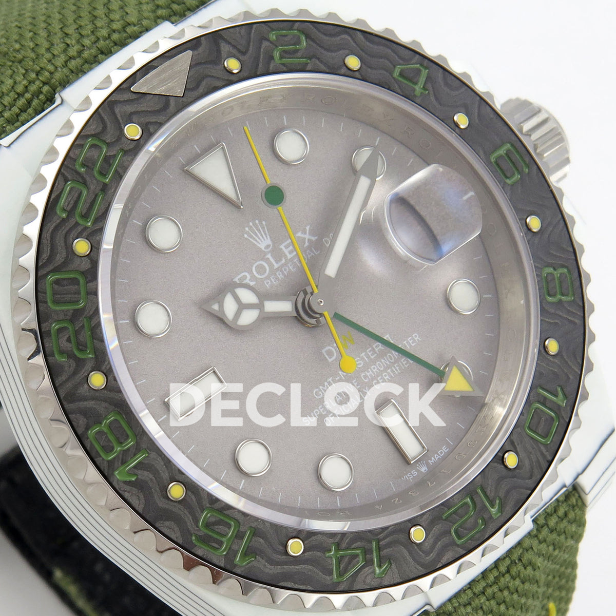Rolex GMT-Master II Custom DIW Verdant Gray DIWF VR3285 replica - angled dial