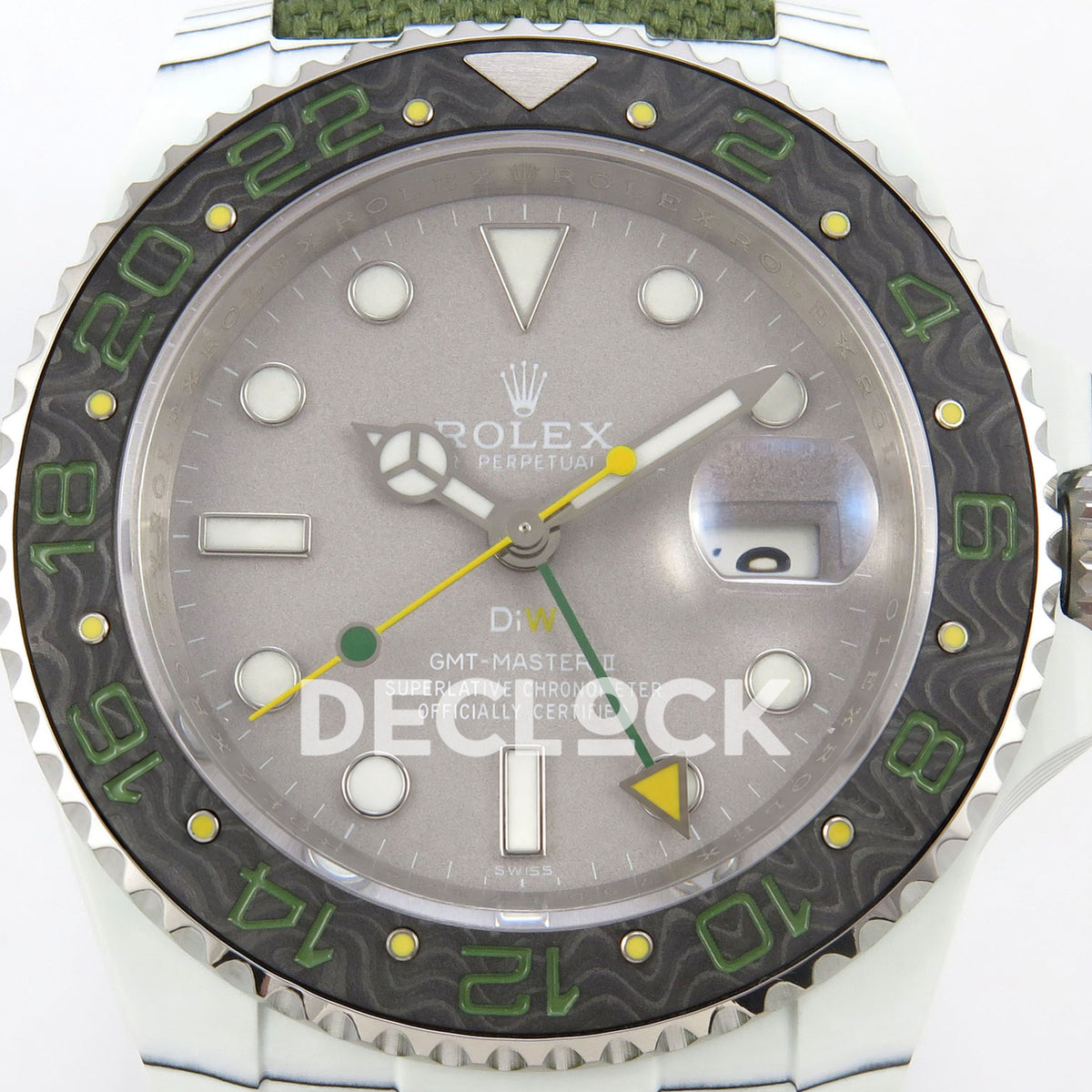 Rolex GMT-Master II Custom DIW Verdant Gray DIWF VR3285 replica - dial close up