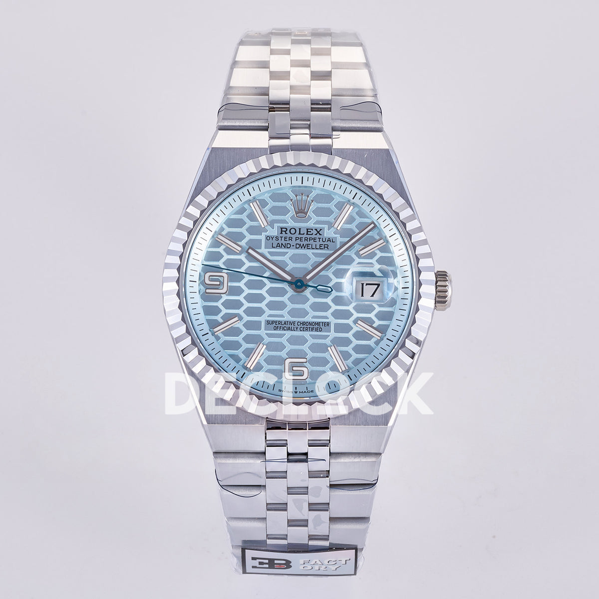 Rolex Land-Dweller 40mm 127334 Blue Dial Steel 3BF replica - front view