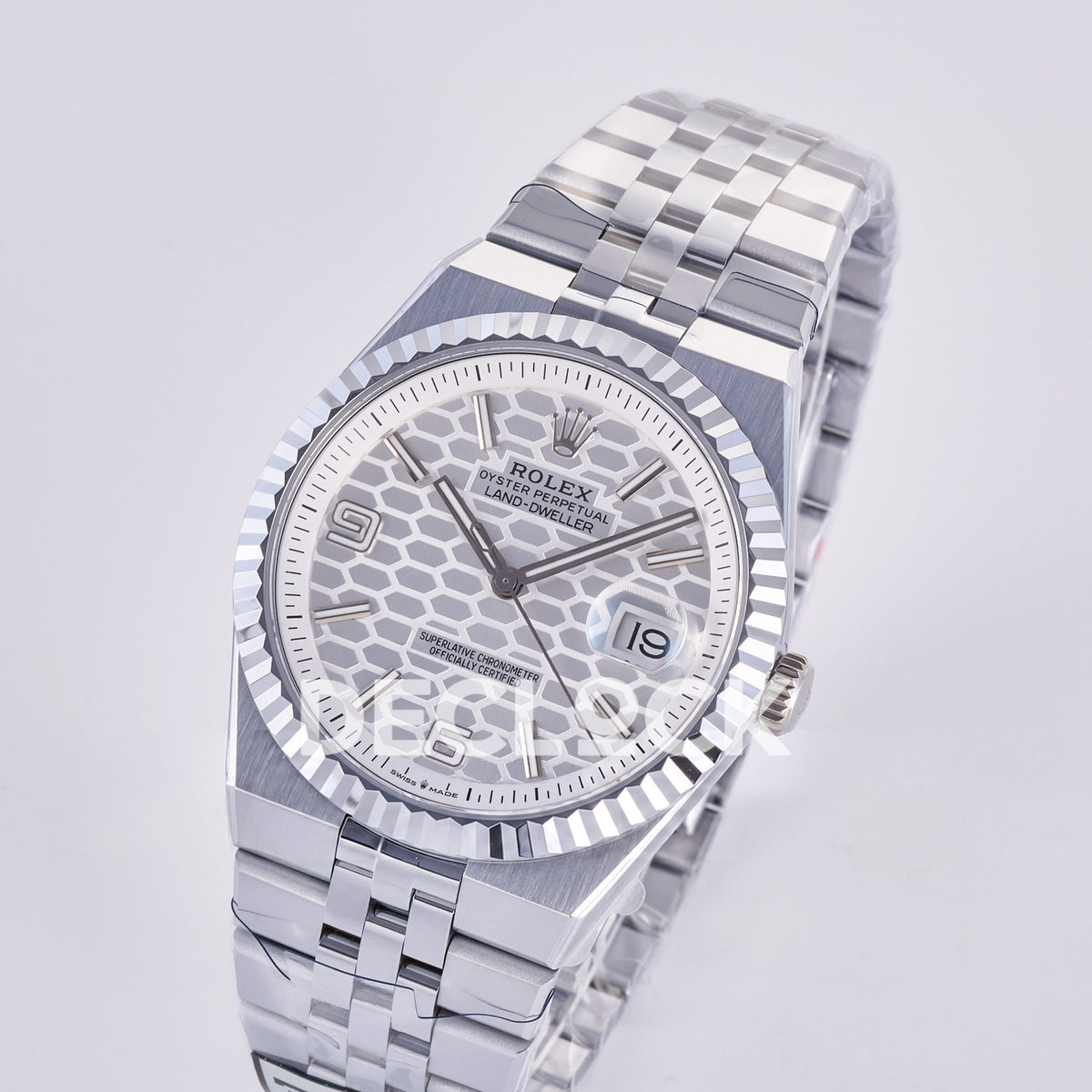 Rolex Land-Dweller 40mm 127334 White Dial Steel 3BF replica - angled view