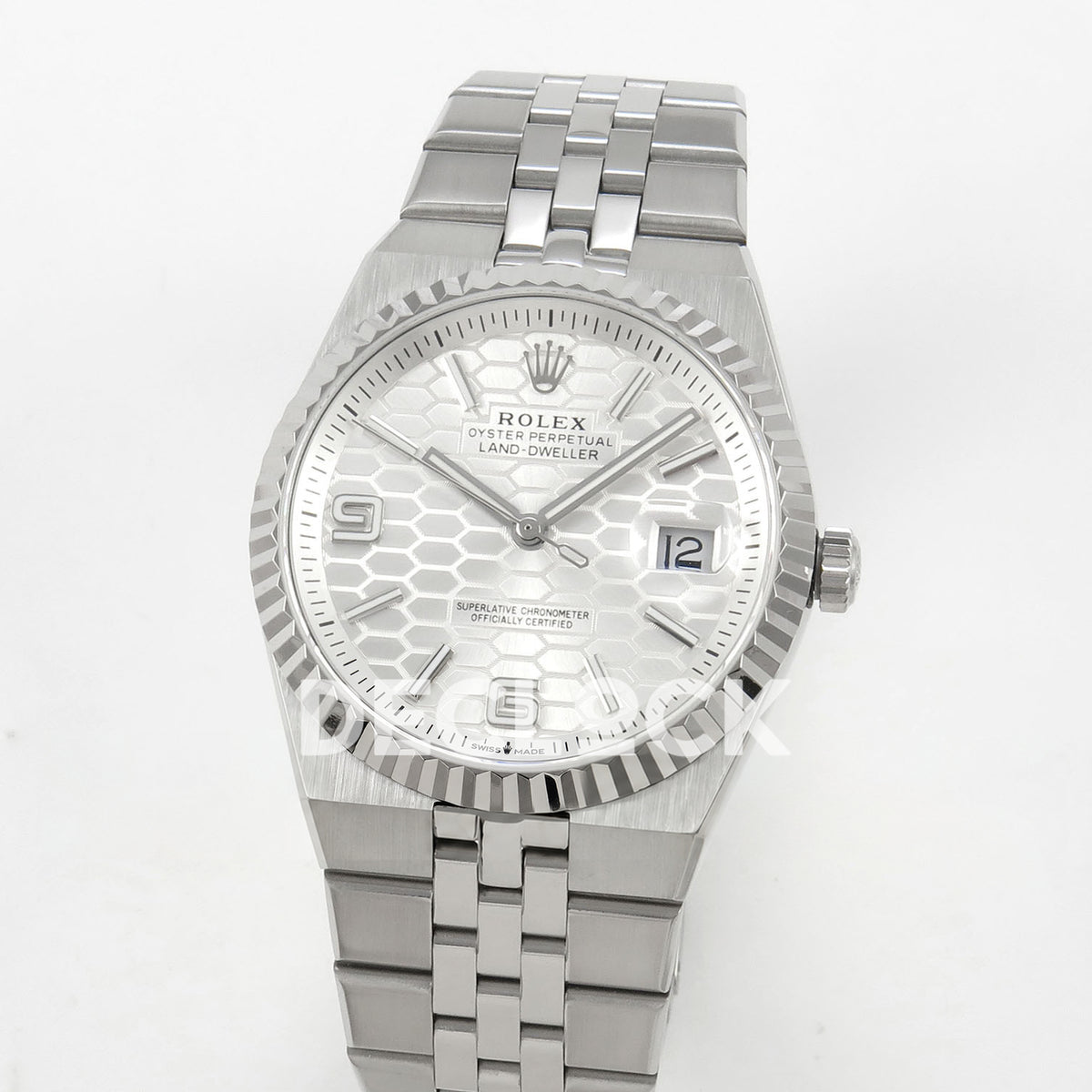Rolex Land-Dweller 40mm 127334 White Dial Steel Clean replica - angled view