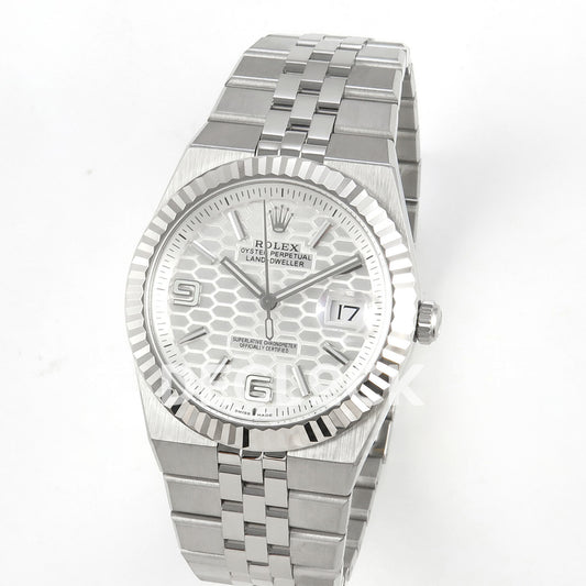Rolex Land-Dweller 40mm 127334 White Dial Steel Clean Plus replica - angled view