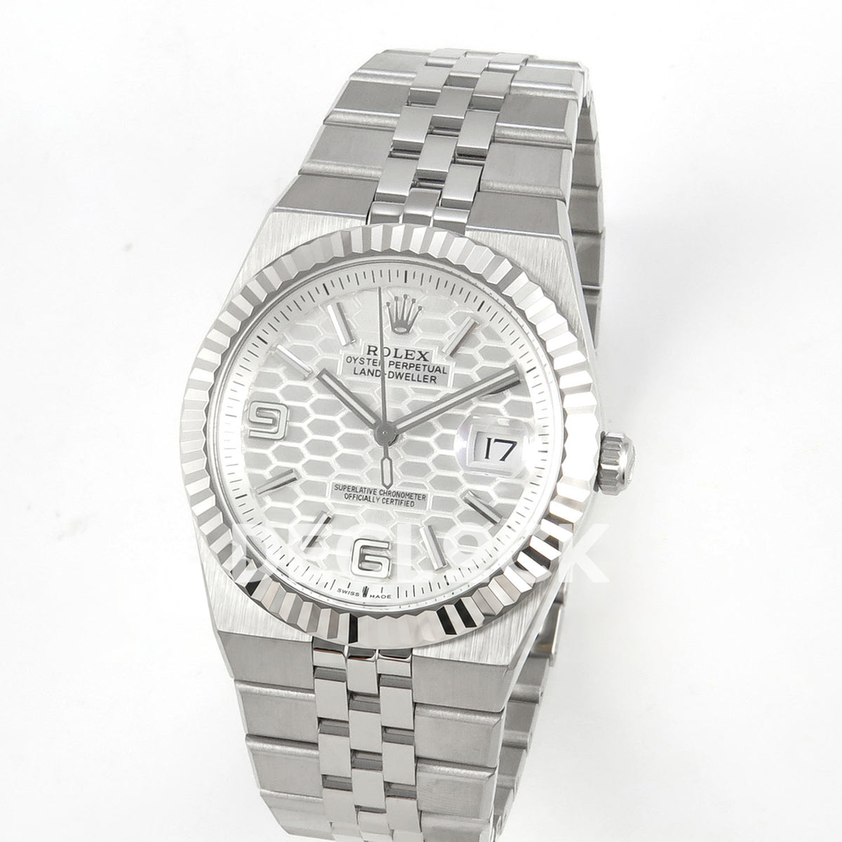 Rolex Land-Dweller 40mm 127334 White Dial Steel Clean Plus replica - angled view
