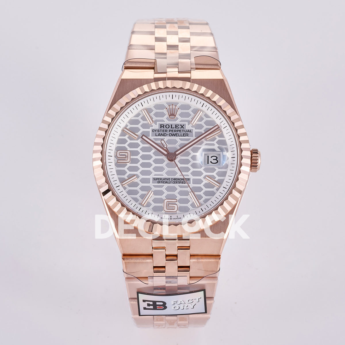 Rolex Land-Dweller 40mm 127335 White Dial Rose Gold Tone 3BF replica - front view