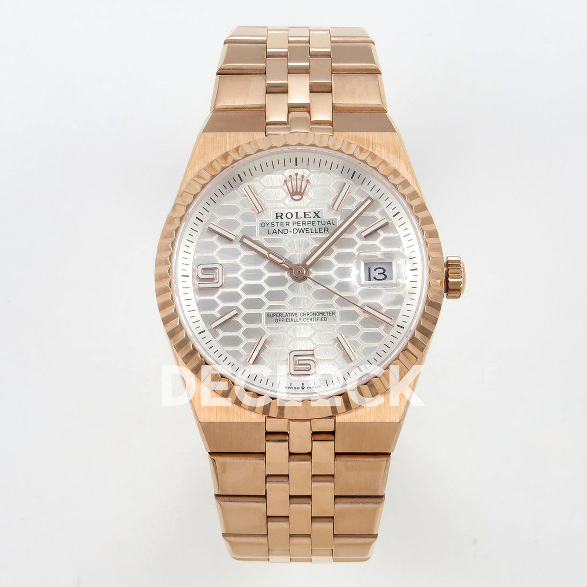 Rolex Land-Dweller 40mm 127335 White Dial Rose Gold Tone Clean replica - front view