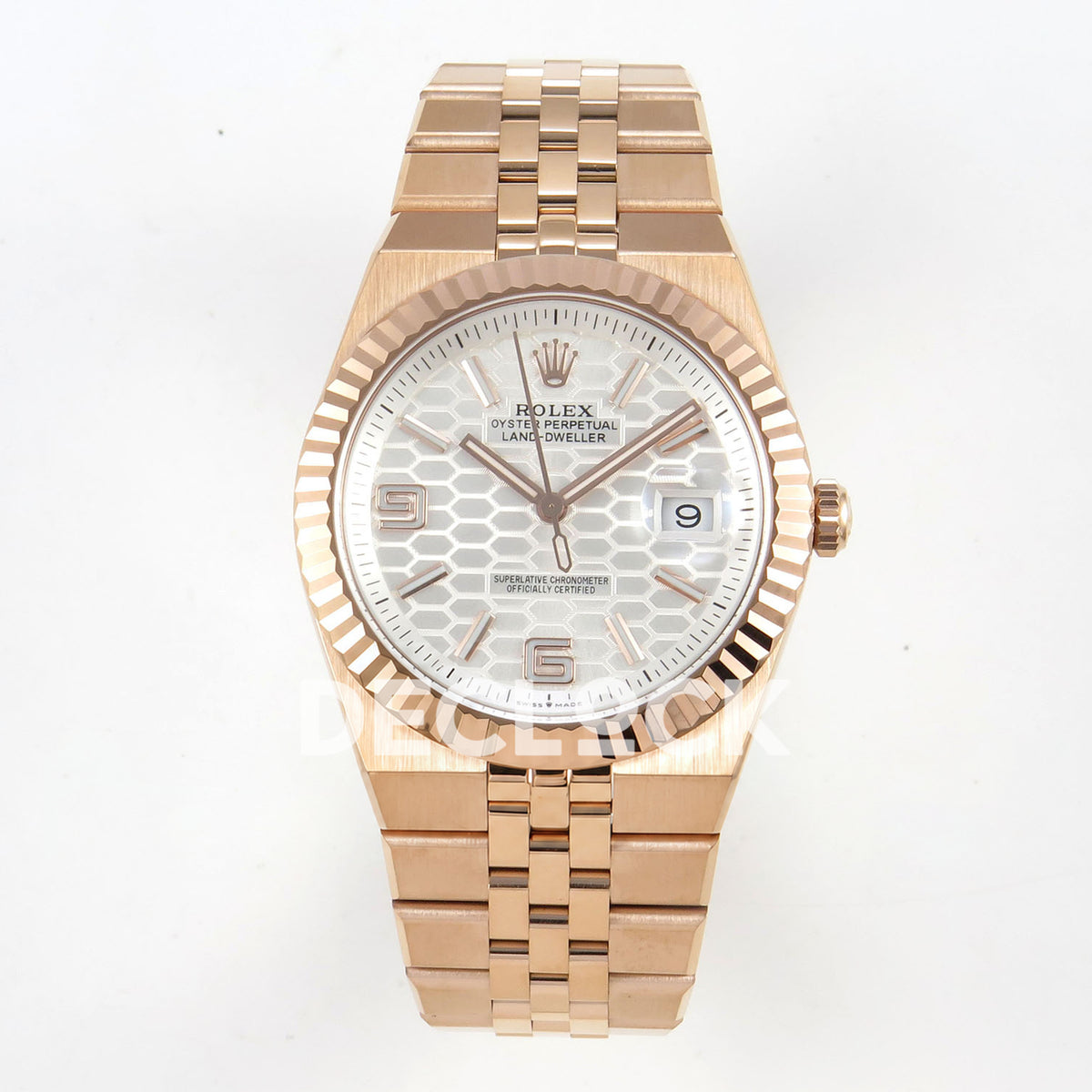 Rolex Land-Dweller 40mm 127335 White Dial Rose Gold Tone Clean Plus replica - front view