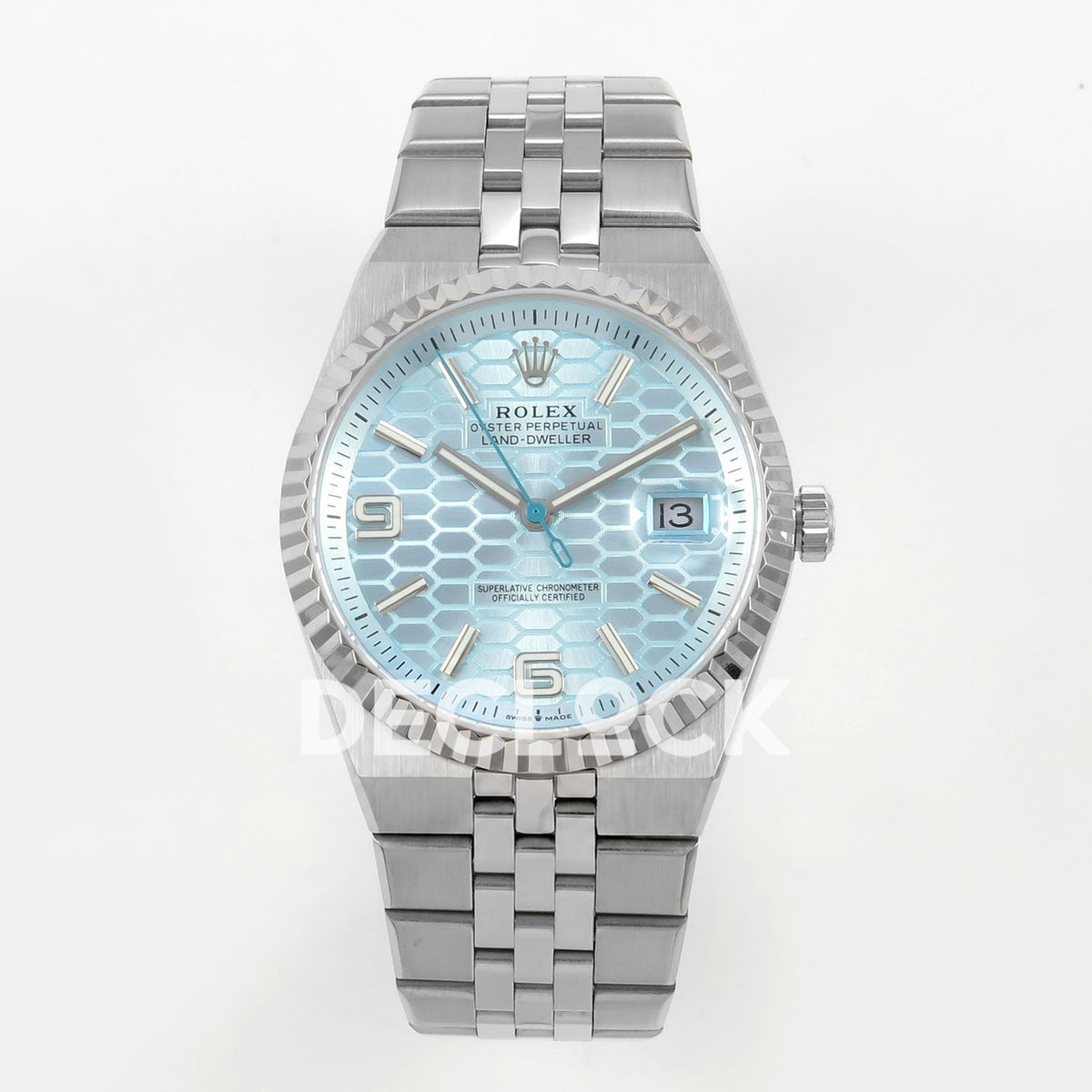 Rolex Land-Dweller 40mm 127336 Ice Blue Dial Steel Clean replica - front view