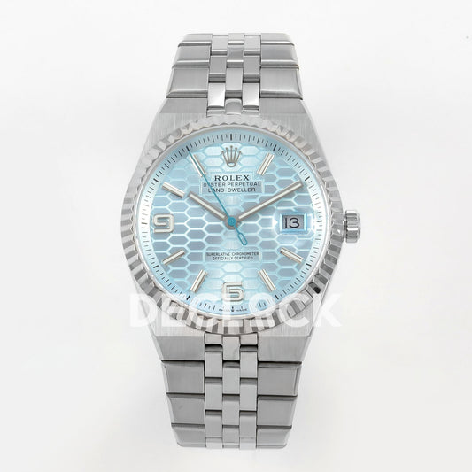 Rolex Land-Dweller 40mm 127336 Ice Blue Dial Steel Clean replica - front view