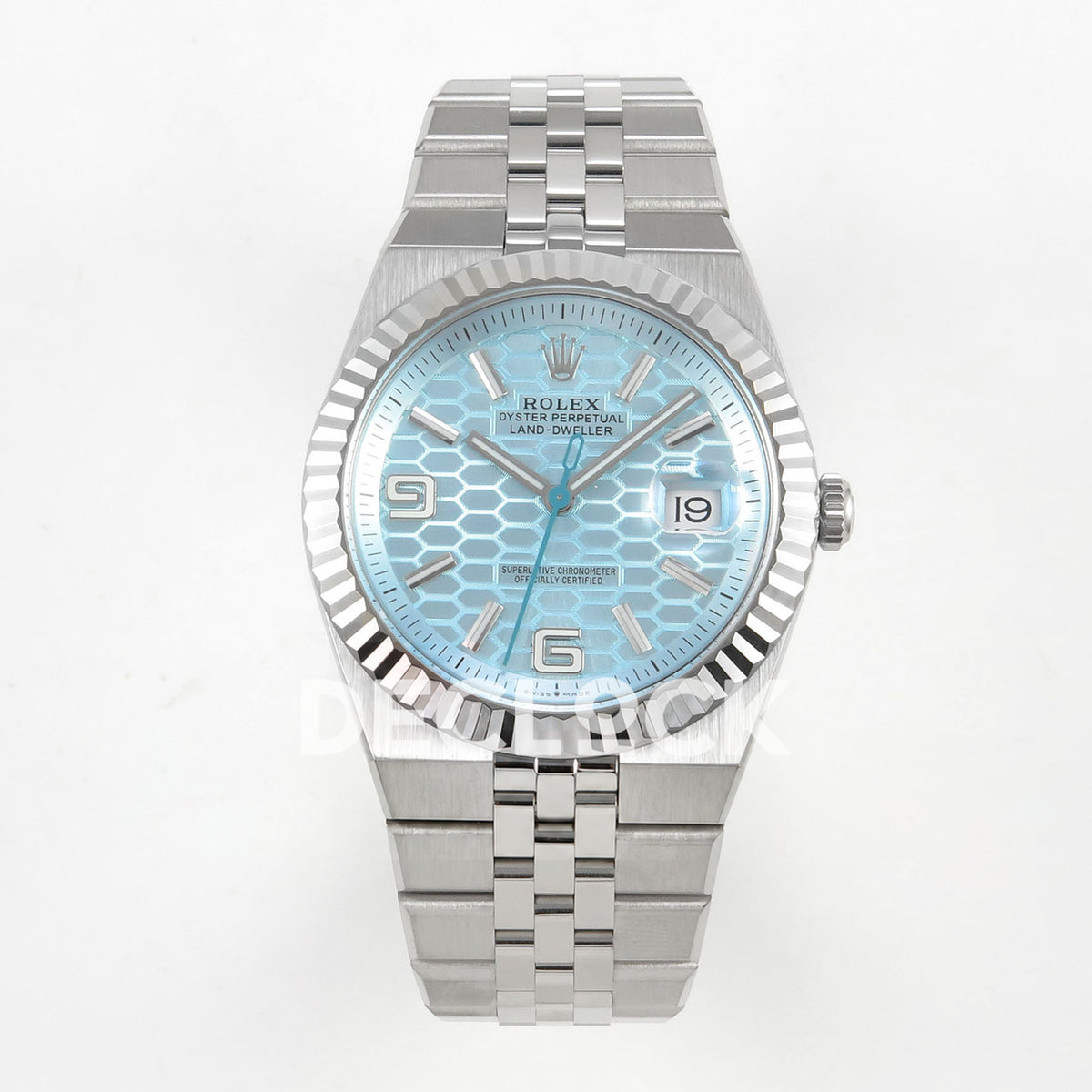 Rolex Land-Dweller 40mm 127336 Ice Blue Dial Steel Clean Plus replica - front view