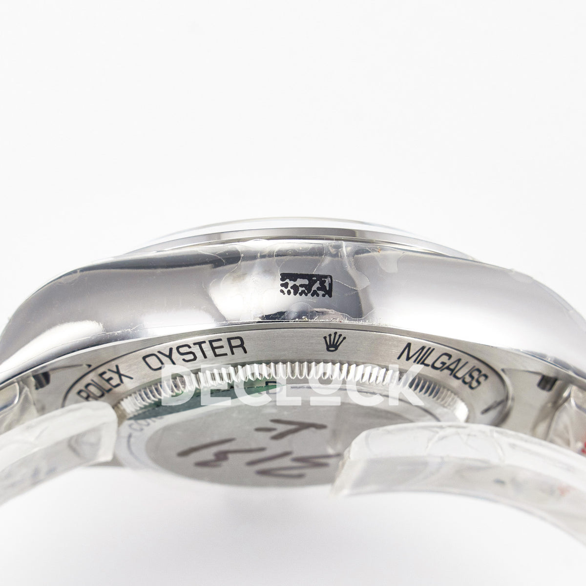 Rolex Milgauss Custom Who Cares White Dial Steel Bracelet JDF VR3131 replica - case side
