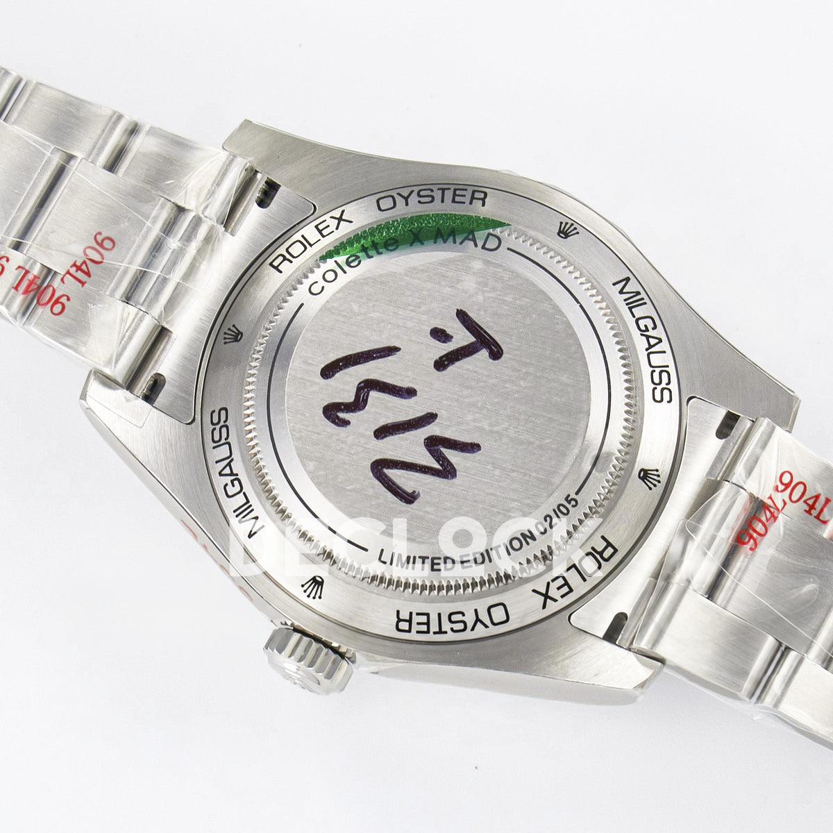 Rolex Milgauss Custom Who Cares White Dial Steel Bracelet JDF VR3131 replica - caseback