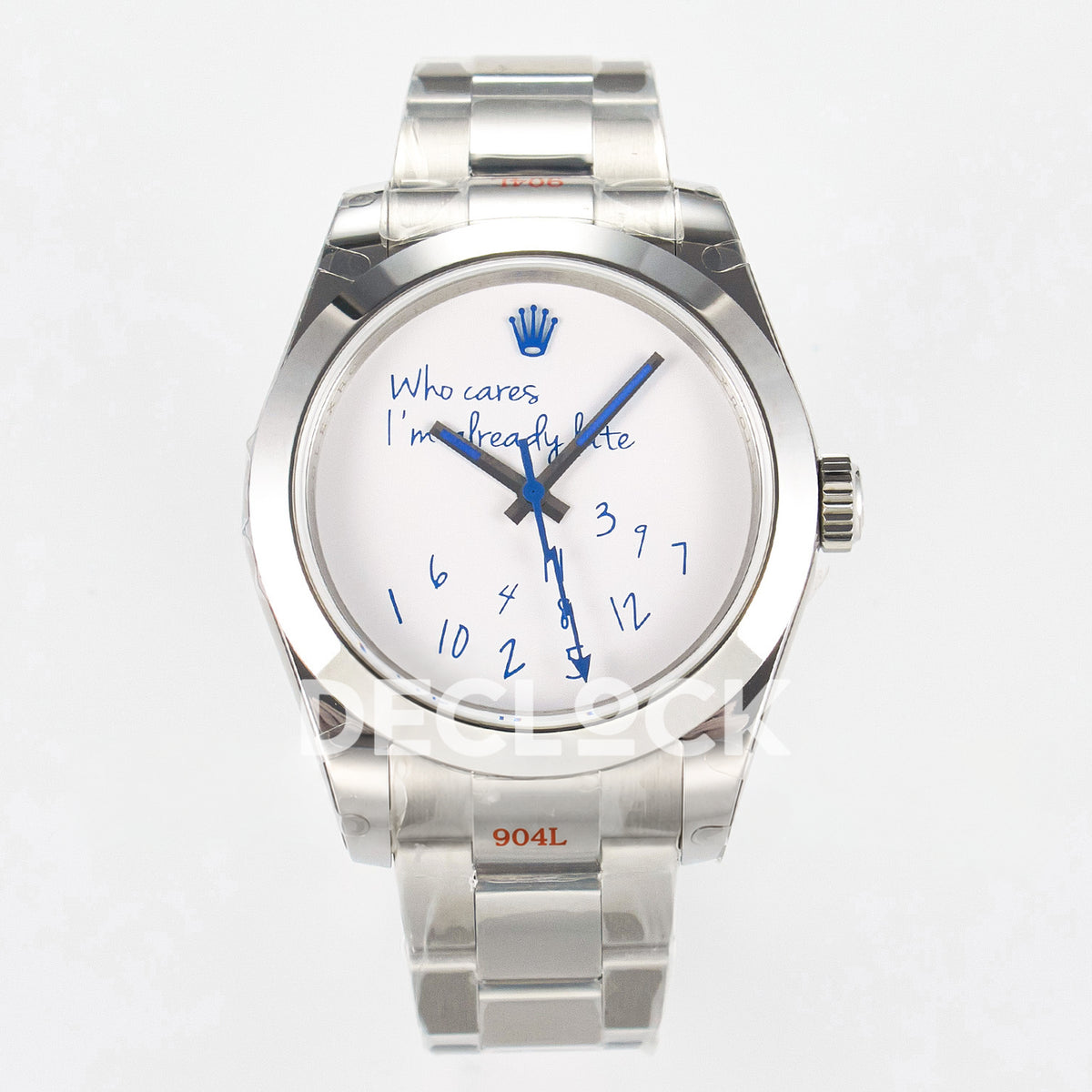 Rolex Milgauss Custom Who Cares White Dial Steel Bracelet JDF VR3131 replica - front