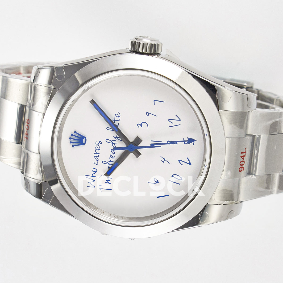 Rolex Milgauss Custom Who Cares White Dial Steel Bracelet JDF VR3131 replica - rotated dial