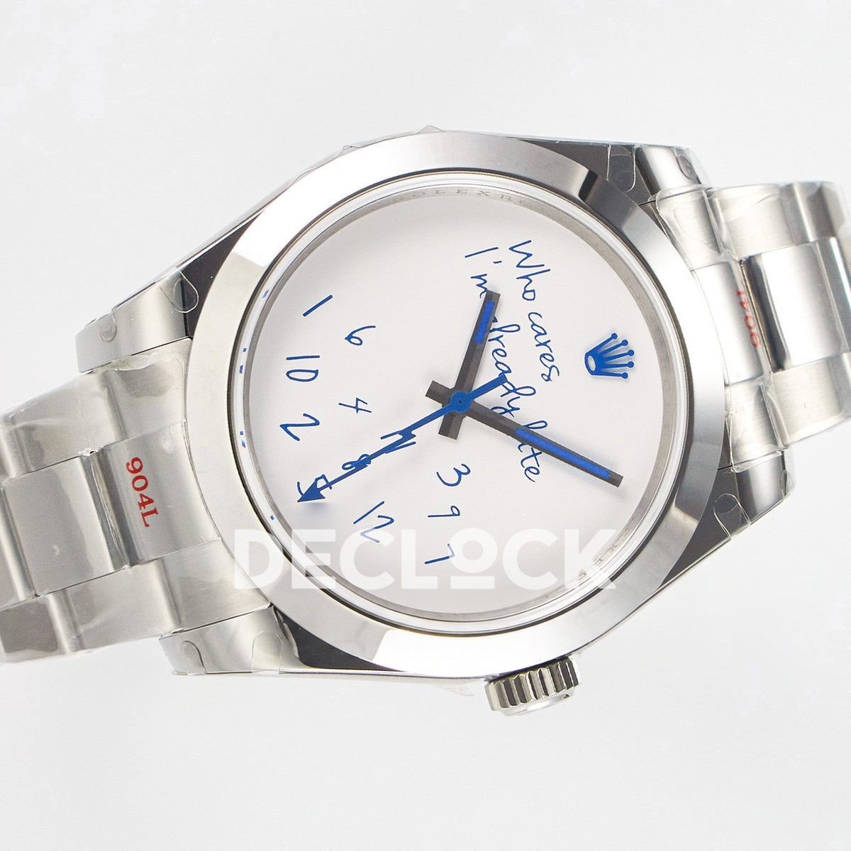 Rolex Milgauss Custom Who Cares White Dial Steel Bracelet JDF VR3131 replica - rotated front