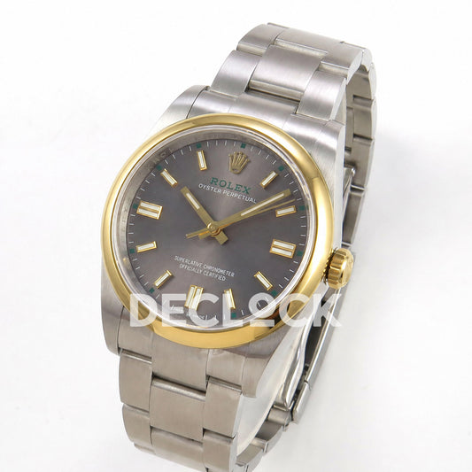 Rolex Oyster Perpetual 41mm 134303 Gray Dial Gold Bezel QF SH3230 Replica