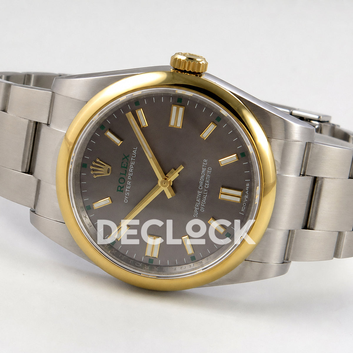 Rolex Oyster Perpetual 36mm 134303 Gray Dial Gold Bezel QF SH3230 Replica